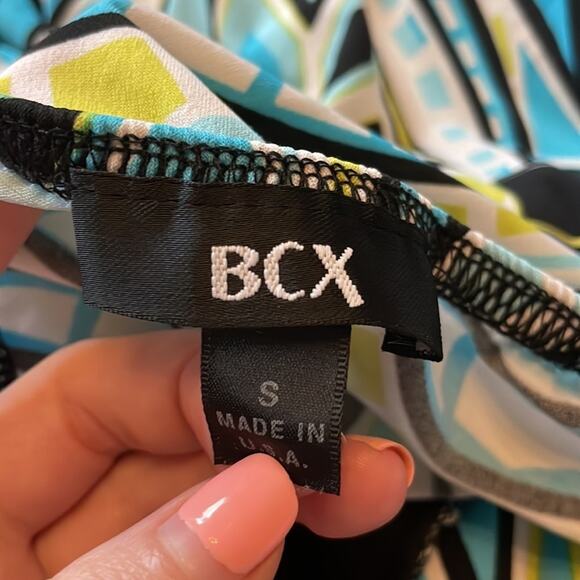 BCX S tank top white blue geometric summer Y2K 90s vibes abstract halter - Picture 4 of 7